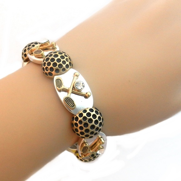 Jewelry - Stretch Bracelet GOLF Clubs & Balls Silver & Gold